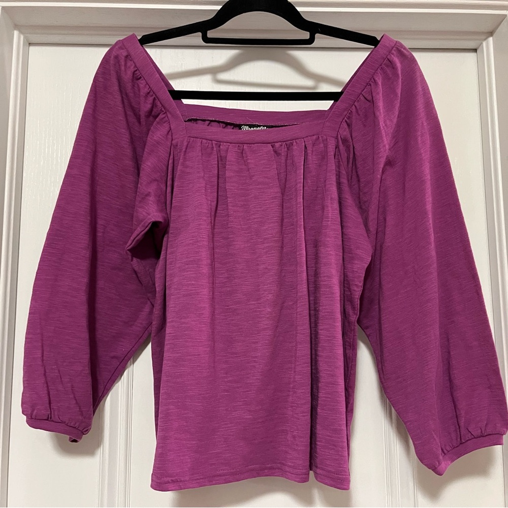 NWT Wrangler Retro Women’s Size Small Purple Puff Sleeve Square Neck Shirt NEW